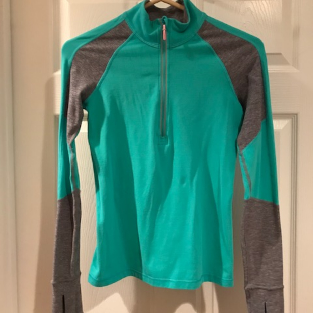 Ivivva Green/Grey 1/2 Zip LS Top Girls Size 12